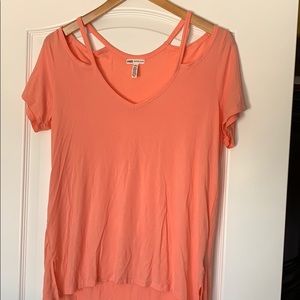 Pink! VS Peach Cold Shoulder Super Soft T Shirt